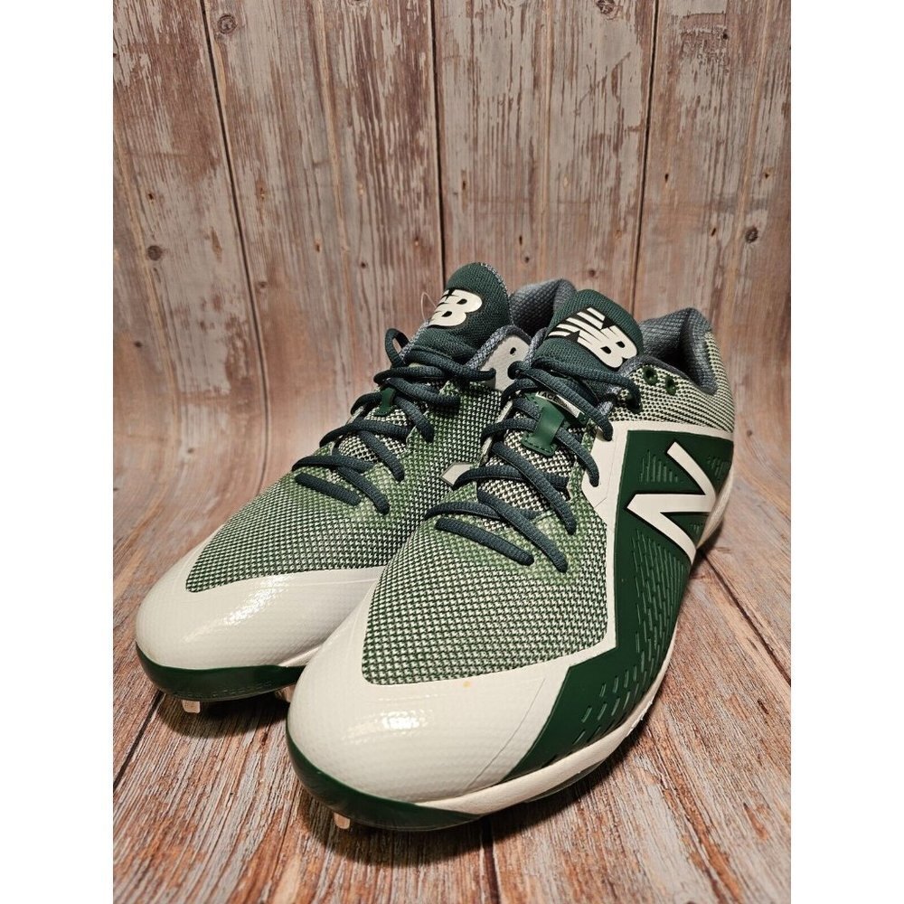 New Balance Mens L4040TG4 Green/White Baseball Cleats Size 15